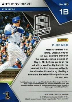 2019 Panini Chronicles - Spectra #46 Anthony Rizzo Back