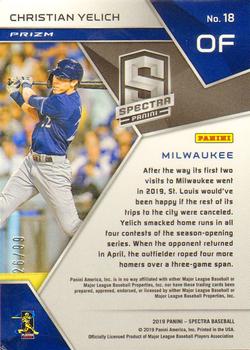 2019 Panini Chronicles - Spectra Neon Blue #18 Christian Yelich Back
