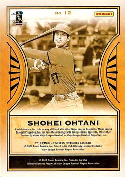 2019 Panini Chronicles - Timeless Treasures Gold #12 Shohei Ohtani Back
