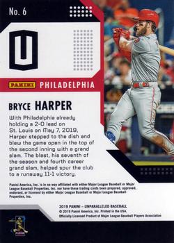 2019 Panini Chronicles - Unparalleled #6 Bryce Harper Back