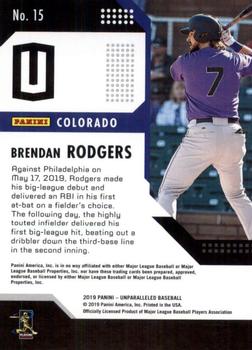 2019 Panini Chronicles - Unparalleled #15 Brendan Rodgers Back