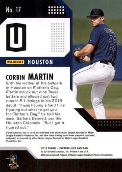 2019 Panini Chronicles - Unparalleled #17 Corbin Martin Back