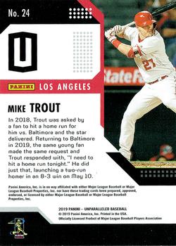 2019 Panini Chronicles - Unparalleled #24 Mike Trout Back