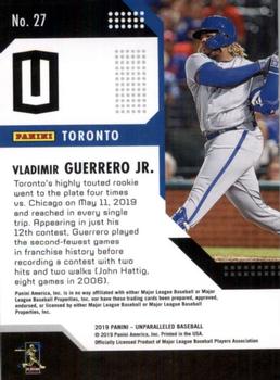 2019 Panini Chronicles - Unparalleled #27 Vladimir Guerrero Jr. Back