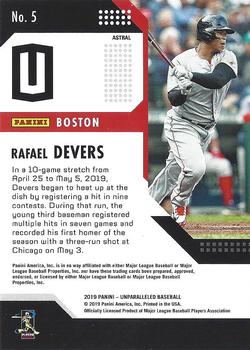 2019 Panini Chronicles - Unparalleled Astral #5 Rafael Devers Back