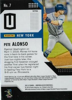 2019 Panini Chronicles - Unparalleled Astral #7 Pete Alonso Back