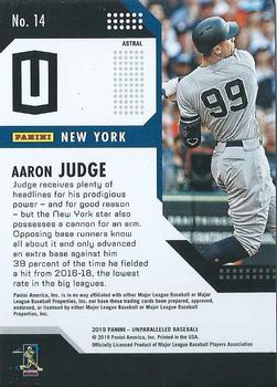2019 Panini Chronicles - Unparalleled Astral #14 Aaron Judge Back