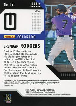 2019 Panini Chronicles - Unparalleled Astral #15 Brendan Rodgers Back