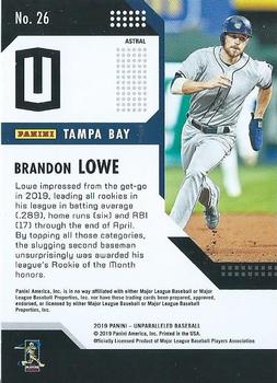 2019 Panini Chronicles - Unparalleled Astral #26 Brandon Lowe Back