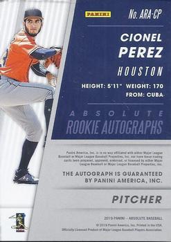 2019 Panini Chronicles - Absolute Rookie Autographs #ARA-CP Cionel Perez Back