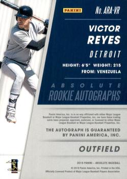 2019 Panini Chronicles - Absolute Rookie Autographs #ARA-VR Victor Reyes Back