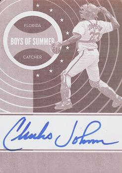 2019 Panini Chronicles - America's Pastime Boys of Summer Autographs Printing Plate Black #BOS-CJ Charles Johnson Front