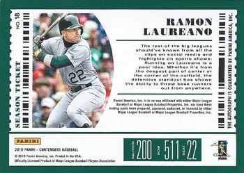 2019 Panini Chronicles - Contenders Season Ticket Autographs #18 Ramon Laureano Back