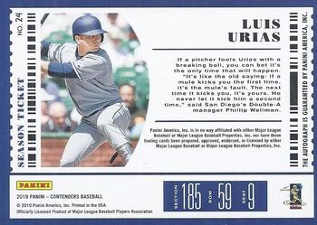 2019 Panini Chronicles - Contenders Season Ticket Autographs Red #24 Luis Urias Back