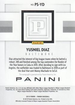 2019 Panini Chronicles - Panini Signatures Gold #PS-YD Yusniel Diaz Back