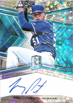 2019 Panini Chronicles - Spectra Signatures Neon Blue #SS-FP Freddy Peralta Front