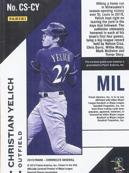 2019 Panini Chronicles - Chronicles Swatches #CS-CY Christian Yelich Back
