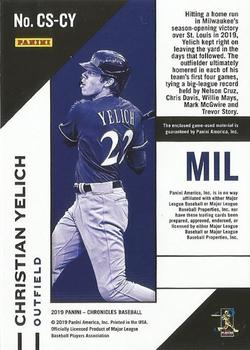 2019 Panini Chronicles - Chronicles Swatches Blue #CS-CY Christian Yelich Back