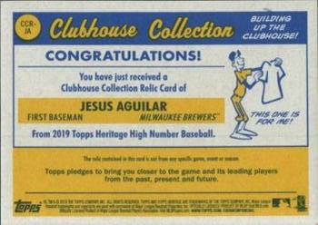 2019 Topps Heritage - Clubhouse Collection Relics High Number Gold #CCR-JA Jesus Aguilar Back