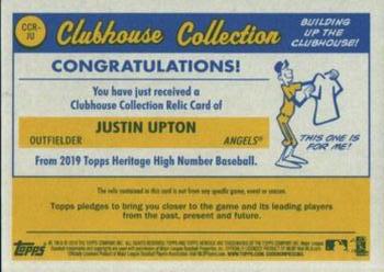 2019 Topps Heritage - Clubhouse Collection Relics High Number Gold #CCR-JU Justin Upton Back