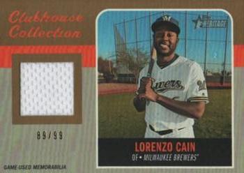 2019 Topps Heritage - Clubhouse Collection Relics High Number Gold #CCR-LC Lorenzo Cain Front