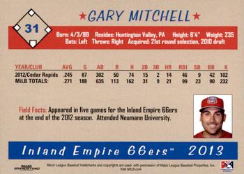 2013 Grandstand Inland Empire 66ers #NNO Gary Mitchell Back