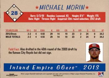 2013 Grandstand Inland Empire 66ers #NNO Michael Morin Back