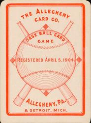 1904 Allegheny Card Company #NNO Jimmy Sheckard Back