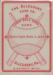 1904 Allegheny Card Company #NNO Tommy Raub Back