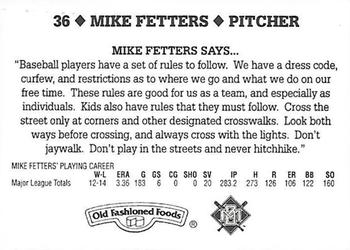 1995 Milwaukee Brewers Police - Hales Corners Police Department, Tri City National Bank #NNO Mike Fetters Back