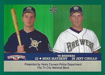 1995 Milwaukee Brewers Police - Hales Corners Police Department, Tri City National Bank #NNO Jeff Cirillo / Mike Matheny Front