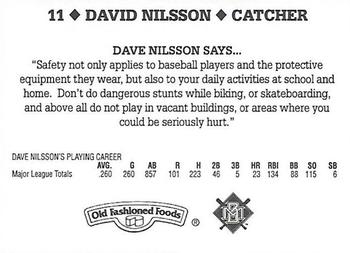 1995 Milwaukee Brewers Police - Hales Corners Police Department, Tri City National Bank #NNO Dave Nilsson Back