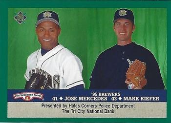 1995 Milwaukee Brewers Police - Hales Corners Police Department, Tri City National Bank #NNO Mark Kiefer / Jose Mercedes Front