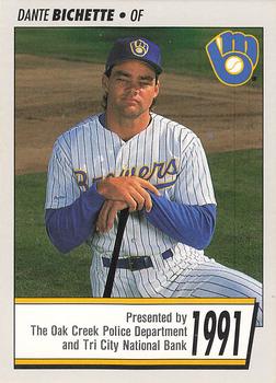 1991 Milwaukee Brewers Police - Oak Creek Police Dept. and Tri City National Bank #NNO Dante Bichette Front