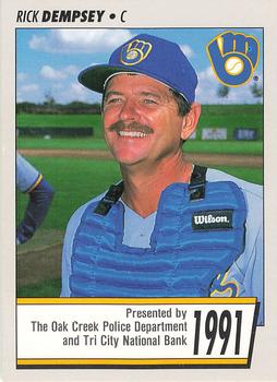 1991 Milwaukee Brewers Police - Oak Creek Police Dept. and Tri City National Bank #NNO Rick Dempsey Front