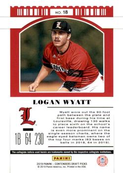 2019 Panini Contenders Draft Picks Collegiate #18 Logan Wyatt Back