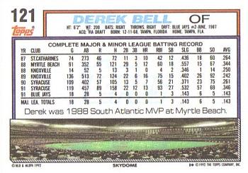 1992 Topps #121 Derek Bell Back