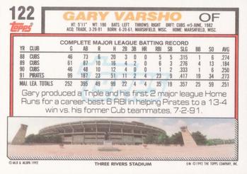 1992 Topps #122 Gary Varsho Back