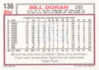 1992 Topps #136 Bill Doran Back