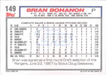 1992 Topps #149 Brian Bohanon Back