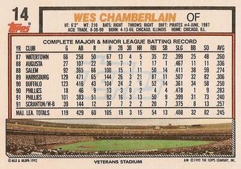 1992 Topps #14 Wes Chamberlain Back