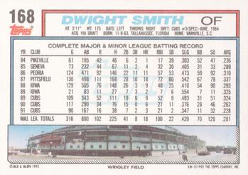 1992 Topps #168 Dwight Smith Back