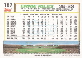 1992 Topps #187 Ernie Riles Back