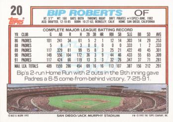 1992 Topps #20 Bip Roberts Back