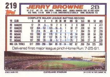 1992 Topps #219 Jerry Browne Back