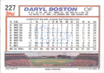 1992 Topps #227 Daryl Boston Back