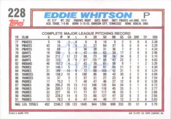 1992 Topps #228 Eddie Whitson Back