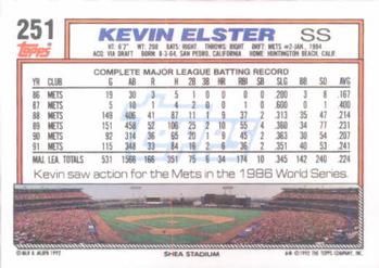 1992 Topps #251 Kevin Elster Back