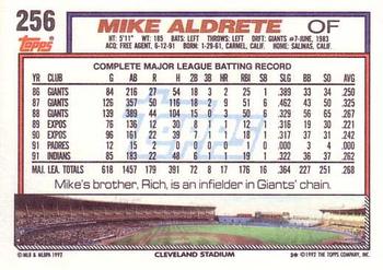 1992 Topps #256 Mike Aldrete Back
