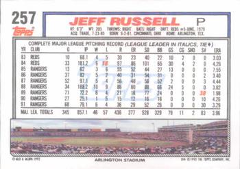 1992 Topps #257 Jeff Russell Back